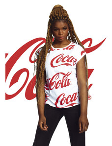 Merchcode Ladies Dámské tričko Coca Cola AOP bílé