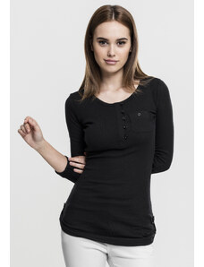 UC Ladies Dámské tričko s dlouhými žebry a kapsami černé