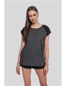 UC Ladies Dámské raglánové tričko s kontrastním uhlím/černé