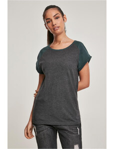 UC Ladies Dámské raglánové tričko s kontrastním uhlím/bottlegreen