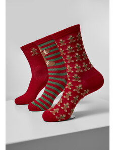 Urban Classics Accessoires Vánoční ponožky Christmas gingerbread - 3-balení vícebarevné
