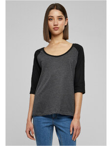 UC Ladies Dámské 3/4 kontrastní raglánové tričko uhlí/černé