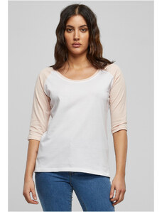 UC Ladies Dámské 3/4 kontrastní raglánové tričko wht/růžová