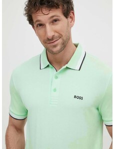 Bavlněné polo tričko Boss Green zelená barva