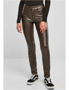 UC Ladies Dámské kalhoty ze syntetické kůže do poloviny pasu hnědé