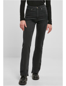 UC Ladies Dámské kalhotky Highwaist Straight Slit Denim Pants - černé