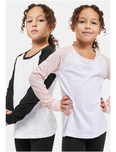 Urban Classics Kids Dívčí kontrastní raglánový dlouhý rukáv 2-Pack bílá/růžová+bílá/černá
