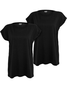 UC Ladies Dámské triko s prodlouženým ramenem 2-balení blk/blk