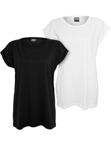 UC Ladies Dámské triko s prodlouženým ramenem 2-balení blk/wht