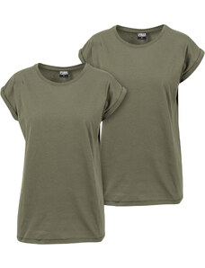 UC Ladies Dámské tričko s prodlouženým ramenem 2 balení olivové/olivové