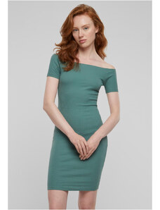 UC Ladies Dámské šaty Off Shoulder Rib - zelené