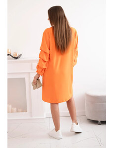 K-Fashion Oversized šaty s ozdobnými rukávy pomeranč