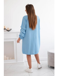 K-Fashion Oversized šaty s ozdobnými rukávy modrý