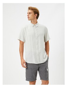 Koton Summer Shirt with Short Sleeves Turndown Collar Buttoned Cotton