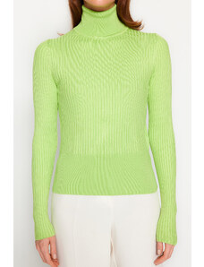 Dilvin 1297 Turtleneck Ribbed Basic Sweater-apple Y.