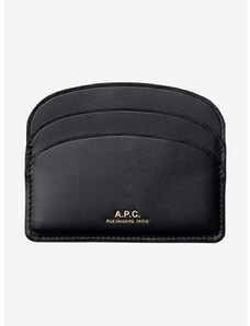 Kožené pouzdro na karty A.P.C. Porte-cartes Demi-lune PXAWV-F63270 BLACK černá barva