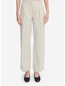 Bavlněné kalhoty A.P.C. Grand Pantalon Camila COEPY-F08401 ECRU béžová barva, jednoduché, medium waist