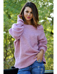 Fashionweek Oversized elegantní svetr s carmen výstřihem JK19 LILI