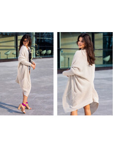 Fashionweek Dlouhý teplý pletený kabát/svetr s velmi originálním střihem FRODO
