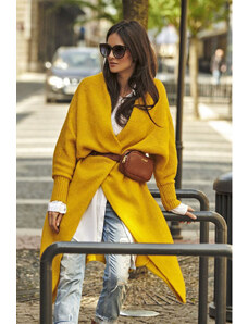 Fashionweek Dlouhý oversized vlněný cardigan,pletený kabát LEA