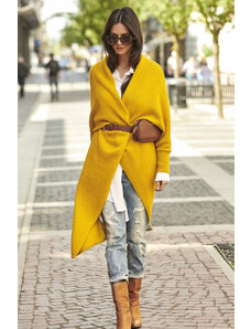 Fashionweek Dlouhý vlněný cardigan,pletený kabát LEA