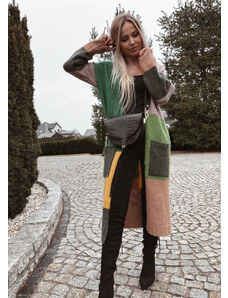 Fashionweek Dámský barevný svetr kabát geometrické vzory SARA