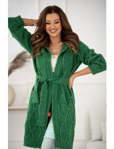 Fashionweek Dámský barevný svetr,kabát s paskem a kapuci LIZA