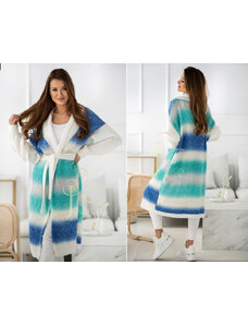 Fashionweek Dámský luxusni barevný svetr,kabát s paskem stínovaný NICOLE