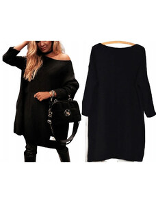 Fashionweek Dámský svetr oversize měkký volný svetr pletená tunika sveterové šaty MDK52