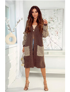 Fashionweek Luxusní pletený kabát se zdobenými rukávy NORA