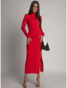 Fasardi Hladké šaty s dlouhým rukávem a červeným rolákem