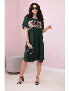 K-Fashion Šaty s leopardím potiskem tmavě zelená