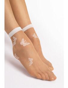 Fiore Bílo-béžové vzorované silonkové ponožky Summer 15 Den