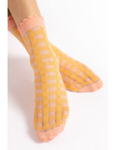 Fiore Oranžové vzorované silonkové ponožky Sunny 15 Den