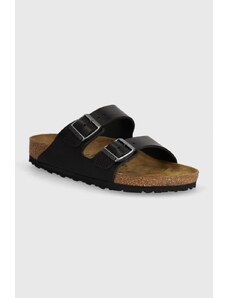 Kožené pantofle Birkenstock Arizona pánské, černá barva