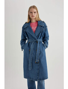 DEFACTO Belted Long Jean Jacket