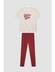 DEFACTO Girl Striped Short Sleeve 2 Piece Pajama Set