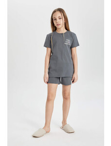 DEFACTO Girl Printed Short Sleeve Shorts 2 Piece Pajama Set