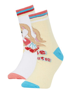 DEFACTO Girls' Looney Tunes Licensed Cotton 2-piece Long Socks