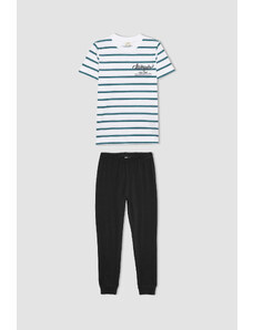 DEFACTO Boy Striped Short Sleeve 2 Piece Pajama Set
