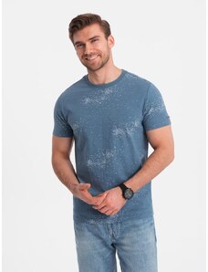 Ombre Clothing Modré tričko s písmeny V3 TSFP-0179