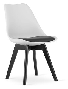 modernHOME Sada 4 bílých židlí Mark, moderní černé nohy