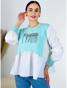 Webmoda Dámský tyrkysový svetřík - košile PARIS