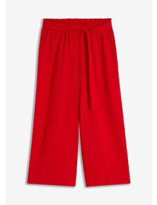 bonprix Kalhoty Culotte bez zapínání se založenými nohavicemi Červená