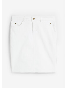 bonprix Strečová džínová sukně Bílá