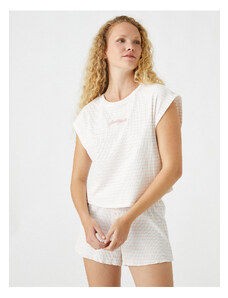 Koton Embroidered Pajama Top with Short Sleeves