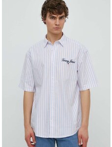 Bavlněná košile Tommy Jeans bílá barva, relaxed, s klasickým límcem, DM0DM18955