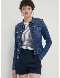 Džínová bunda Tommy Jeans dámská, tmavomodrá barva, přechodná, DW0DW17959