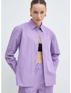 Bavlněná košile MAX&Co. fialová barva, relaxed, s klasickým límcem, 2416111044200