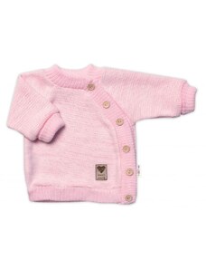 Baby Nellys Dětský pletený svetřík s knoflíčky, zap. bokem, Hand Made Baby Nellys, růžový